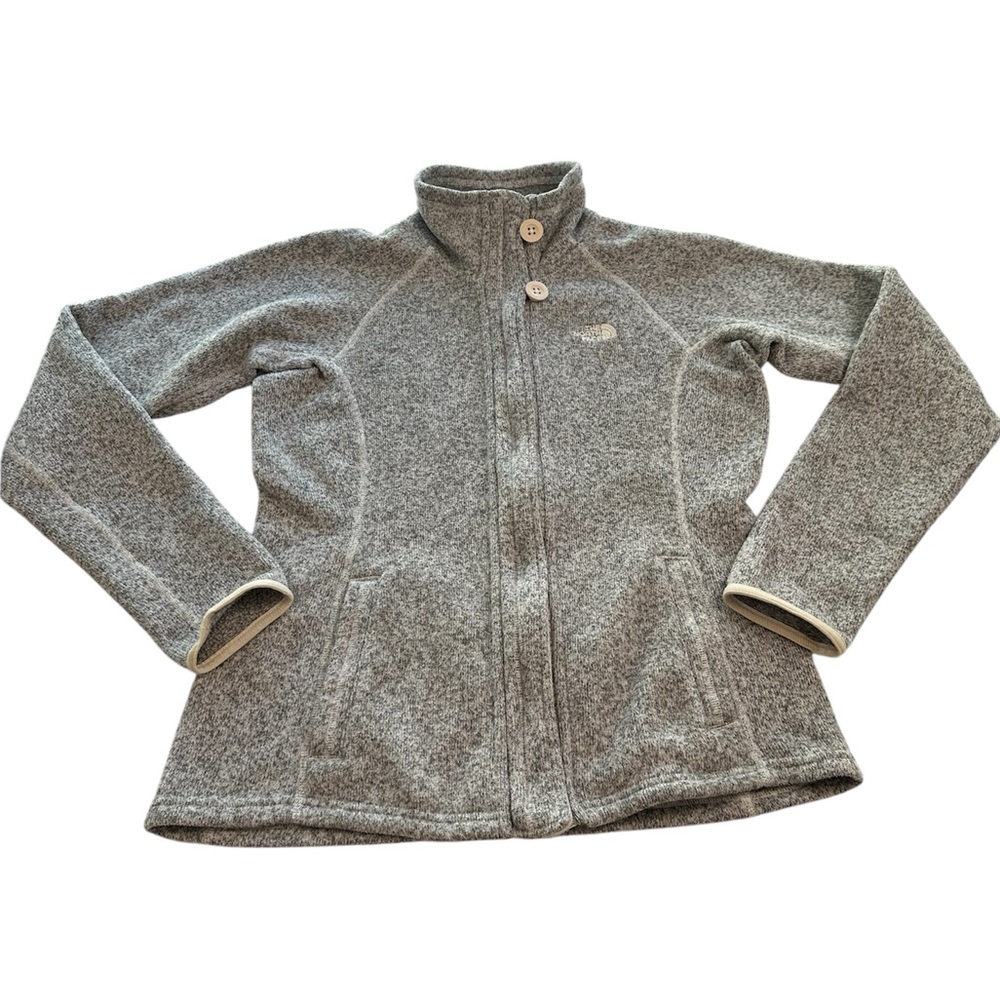 The North Face Crescent Sunset Full Zip Grey Knit Jacket Women’s Size Medium - Picture 3 of 11